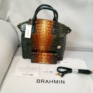 SOLDOUT EUC BRAHMIN BAYLEAF OMBRE MELBOURNE LARGE DUXBURY SATCHEL W/ADY WALLET